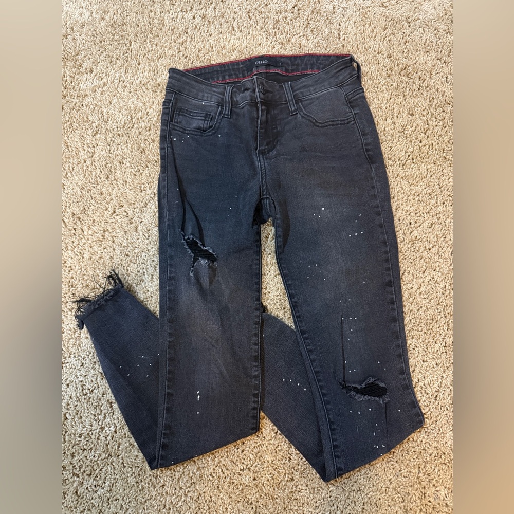 Cello Black Distressed Skinny Jeans